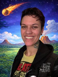 Rebecca Bonner, author of Rad Builds a Home for Lost World Friends, smiling outdoors